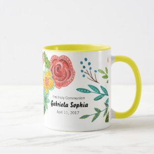 Caneca Nome Personalizado da Primeira Sagrada Comunhão Fl