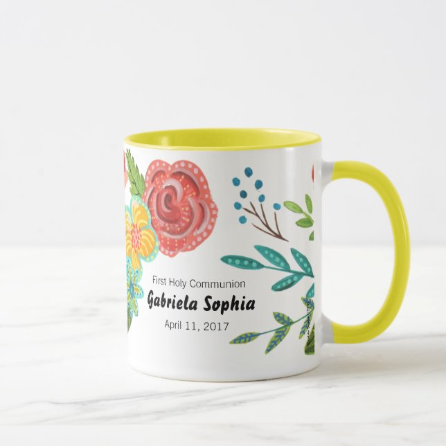 Caneca Nome Personalizado da Primeira Sagrada Comunhão Fl (Direita)