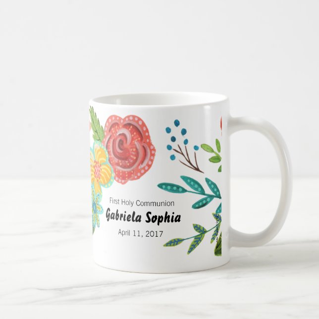 Caneca Nome Personalizado da Primeira Sagrada Comunhão Fl (Direita)