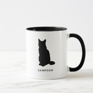 Caneca nome personalizado da silhueta do gato