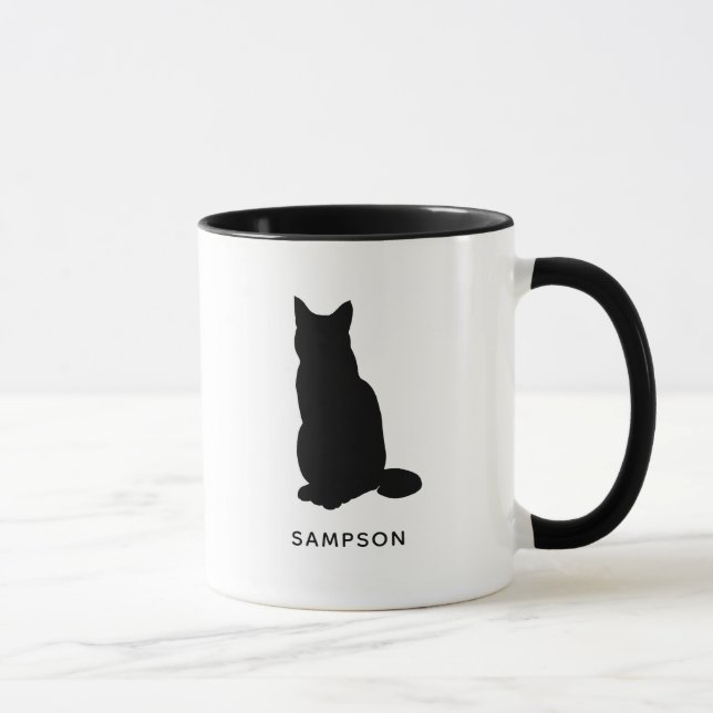 Caneca nome personalizado da silhueta do gato (Direita)