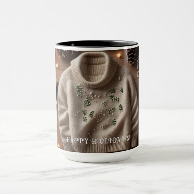Caneca Nome Personalizado da Suéter Cozy Winter Mug (Centro)