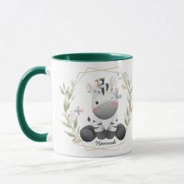 Caneca Nome Personalizado da Terra da Flor da Bebê-Zebra