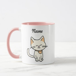 Caneca Nome Personalizado de Cat Adorável