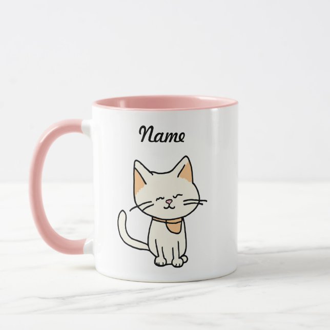 Caneca Nome Personalizado de Cat Adorável (Esquerda)