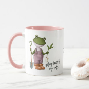 Caneca Nome Personalizado de Gardening de Sapo Engraçado