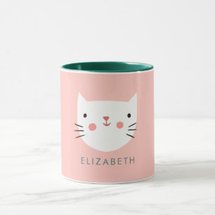 Caneca Nome Personalizado de Gato Branco