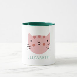Caneca Nome Personalizado de Gota de Gato Rosa