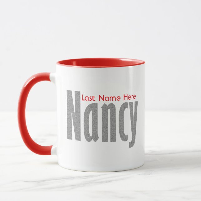 Caneca Nome personalizado de "Nancy" em preto e vermelho (Esquerda)