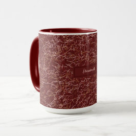 Caneca Nome Personalizado de Padrão Vermelho de Arte Verm