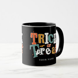 Caneca Nome Personalizado De Trick Ou Tratar Halloween