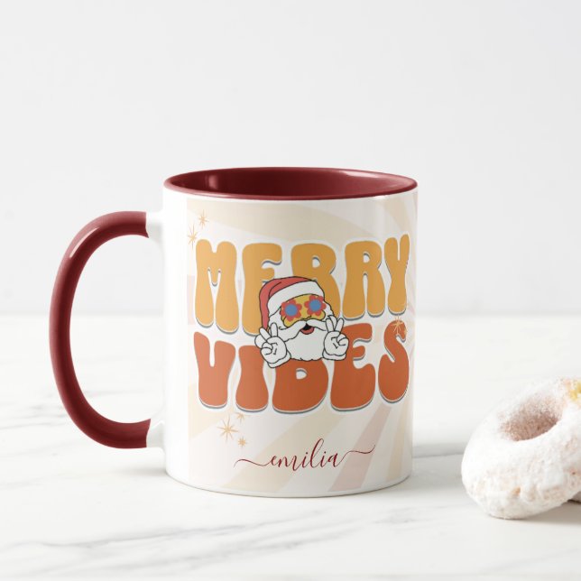 Caneca Nome Personalizado de Víblias de Feliz Previstas n (Com Donut)