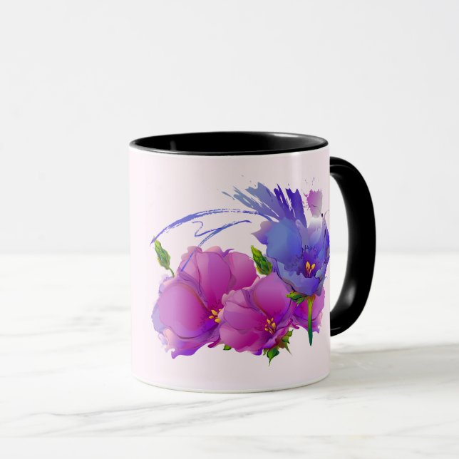 Caneca Nome Personalizado Dif Floral de Aquarela (Frente Esquerda)