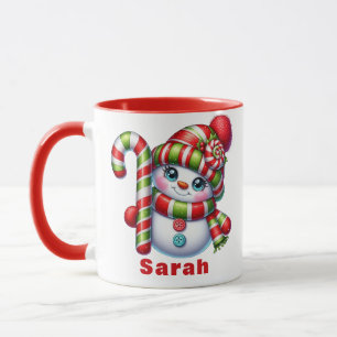 Caneca Nome Personalizado do Cane Snowman do Doces de Nat