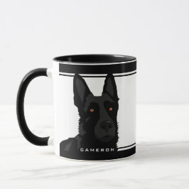 Caneca Nome Personalizado Do German shepherd Preto E Pret