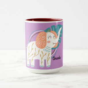 Caneca Nome Personalizado do Little Elephant Boho