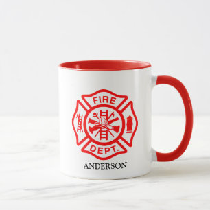 Caneca Nome personalizado do logotipo do Firefighter