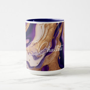 Caneca Nome Personalizado do Mármaco Leve Dourado Roxo