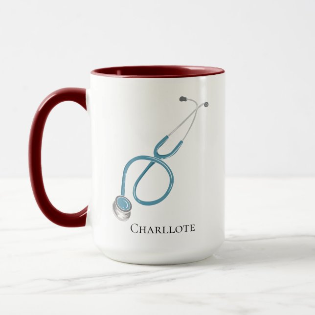 Caneca Nome Personalizado do Médico Stethoscope (Esquerda)