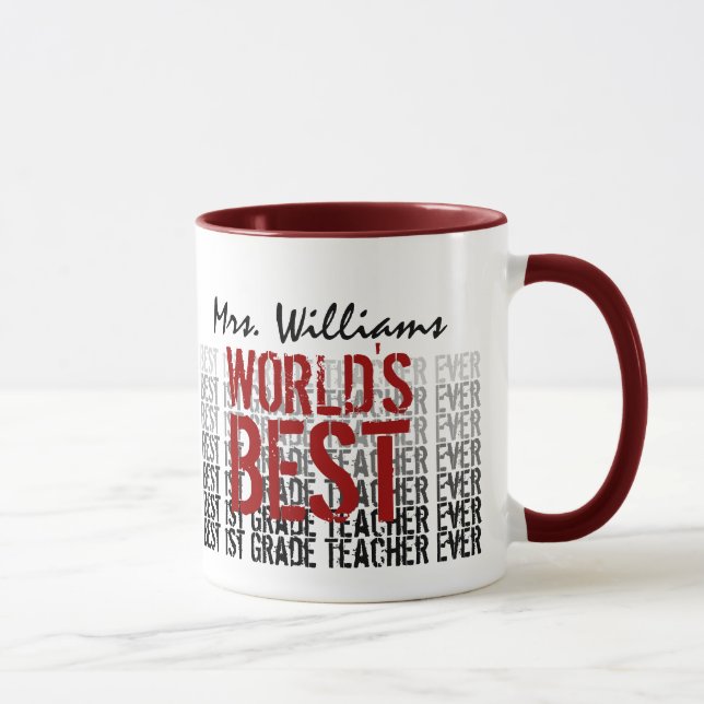Caneca Nome personalizado do melhor professor de primeiro (Direita)