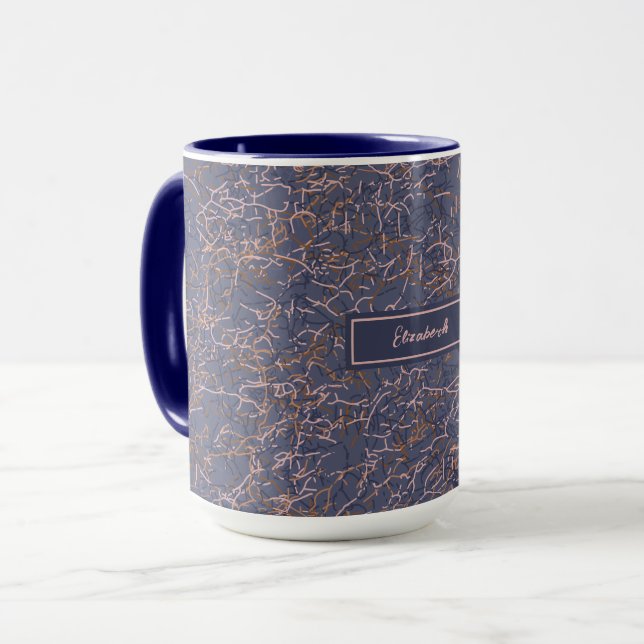 Caneca Nome Personalizado do Padrão Azul do Thread de Abs (Frente Esquerda)