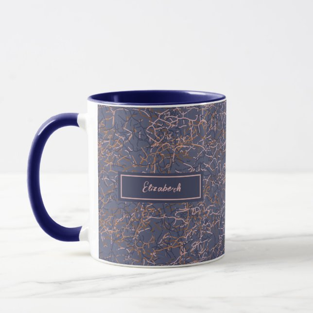 Caneca Nome Personalizado do Padrão Azul do Thread de Abs (Esquerda)