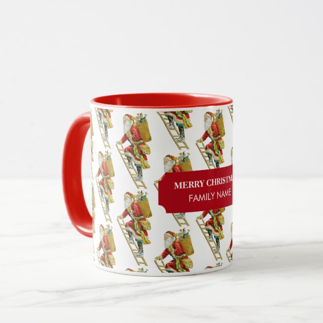 Caneca Nome Personalizado do Pai Natal e Ofertas do natal (Frente Esquerda)