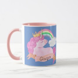 Caneca Nome Personalizado do 🌈 Rainbow Unicorn