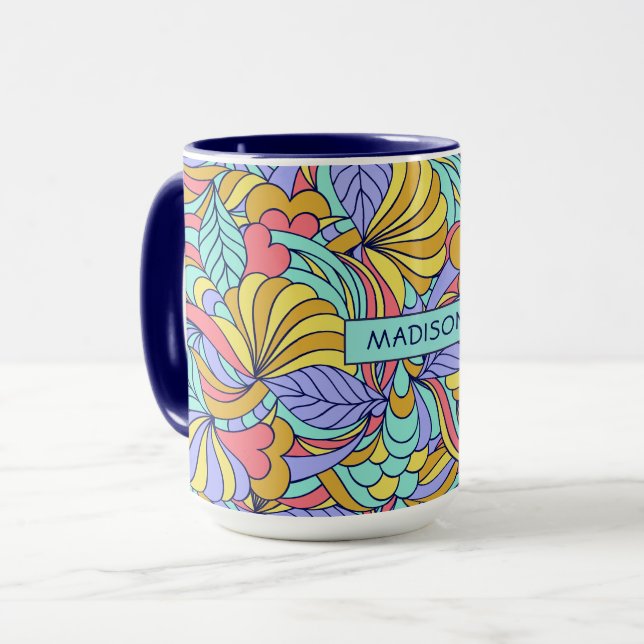 Caneca Nome personalizado Dobras coloridas (Frente Esquerda)