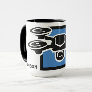 Caneca Nome Personalizado e Drone de Texto