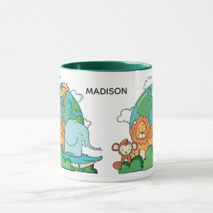 Caneca Nome Personalizado e Texto Terra com Animais