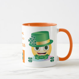 Caneca Nome Personalizado Emoji Irlandês com Hat e Shamro