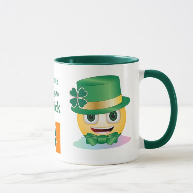 Caneca Nome Personalizado Emoji Irlandês com Hat e Shamro (Direita)