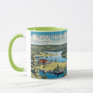 Caneca Nome Personalizado Finlandia Ilustração Natureza