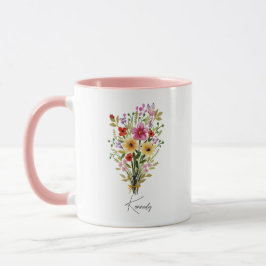 Caneca Nome Personalizado Flor Floral Rosa