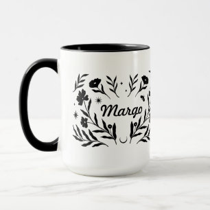 Caneca Nome Personalizado Flor Silvestre Botânica Celesti