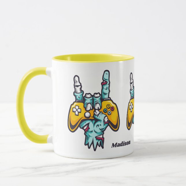 Caneca Nome personalizado Gamer Zombie (Esquerda)