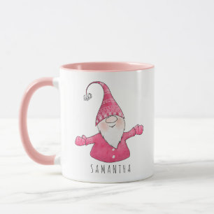 Caneca Nome personalizado Gnomo cor-de-rosa