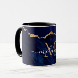 Caneca Nome Personalizado - Letra Mug Agate Marinho Azul