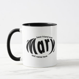 Caneca Nome personalizado "Mary" Art em preto e branco