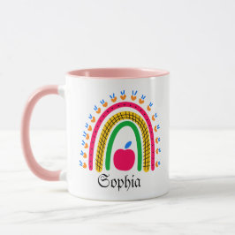 Caneca Nome Personalizado Moderno Com Rainbow