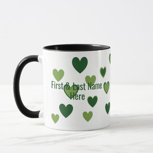 Caneca Nome Personalizado Moderno e Arte Verde Divertida (Esquerda)