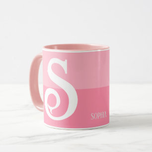 Caneca Nome Personalizado Moderno - Forma Cor Rosa - Cor 