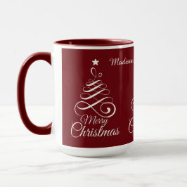 Caneca Nome personalizado Mugs da Árvore de Natal Estiliz