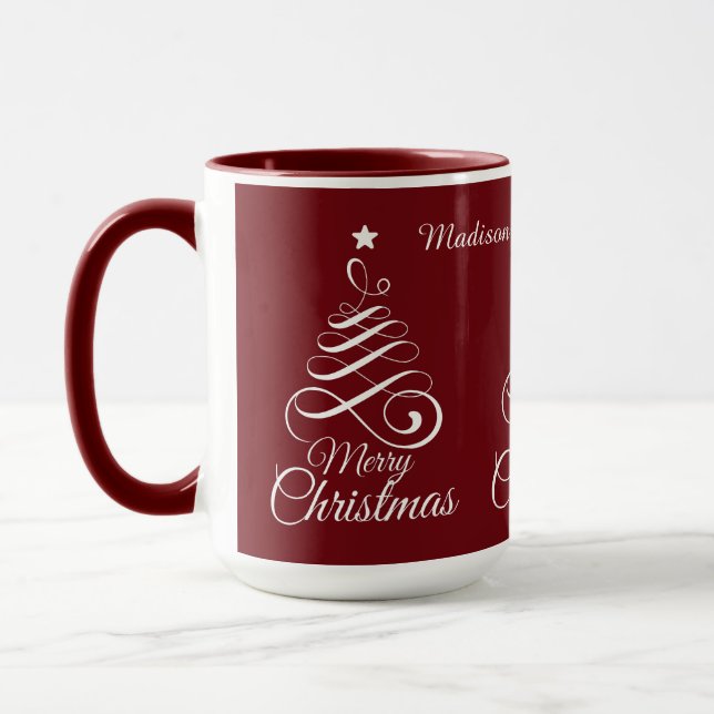 Caneca Nome personalizado Mugs da Árvore de Natal Estiliz (Esquerda)