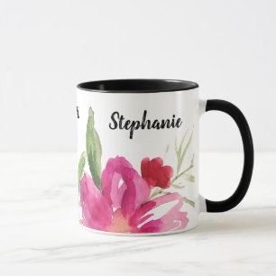 Caneca Nome Personalizado Oferta de Graduação Floral de W