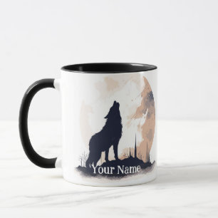 Caneca Nome Personalizado ou Texto que Usa Lobos Lobos Se