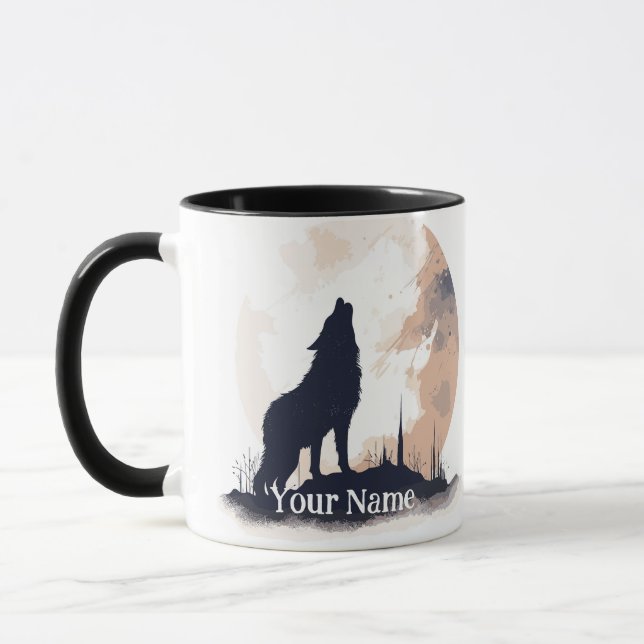 Caneca Nome Personalizado ou Texto que Usa Lobos Lobos Se (Esquerda)