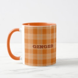 Caneca Nome Personalizado Padrão de Gingham de Xadrez Lar
