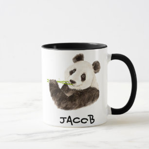 Caneca Nome Personalizado Panda Watercolor Animal